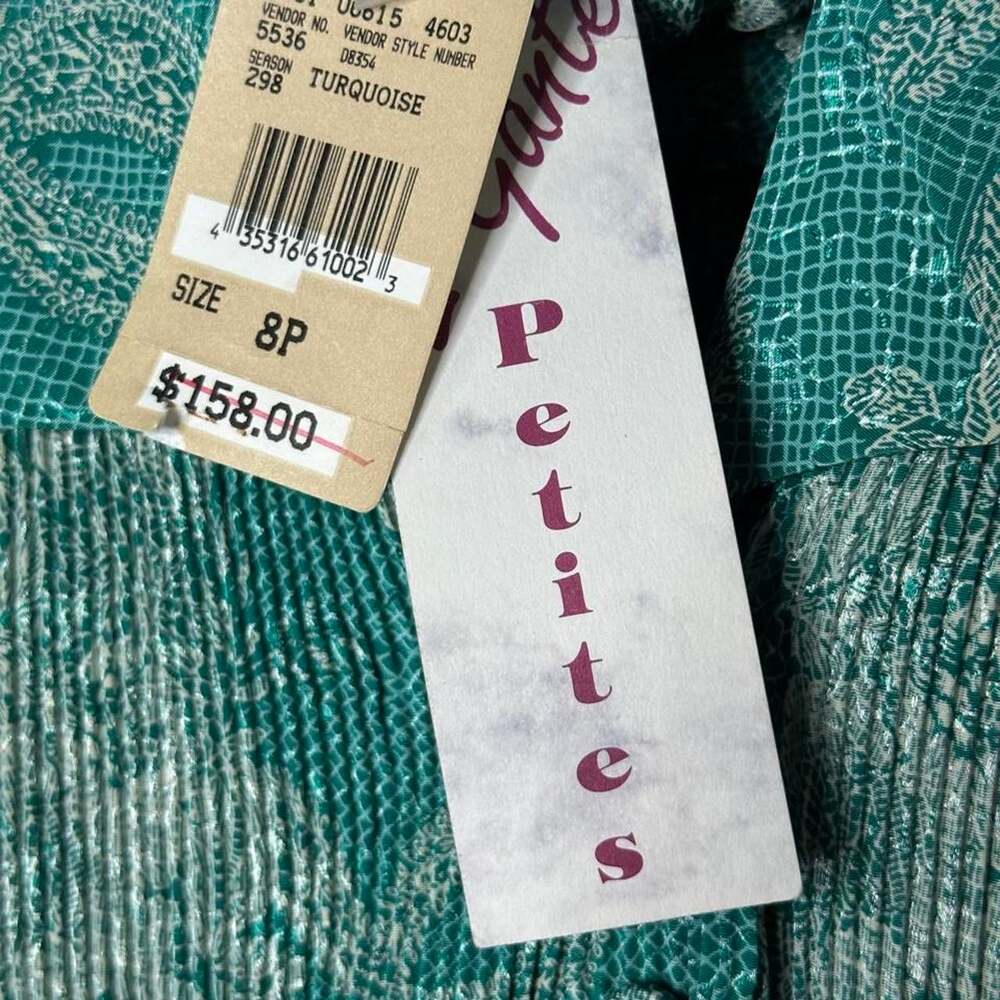 Vintage 80s L’Gante Petites Pleated Midi Dress NWT Size 8 Removable Belt - Picture 2 of 4